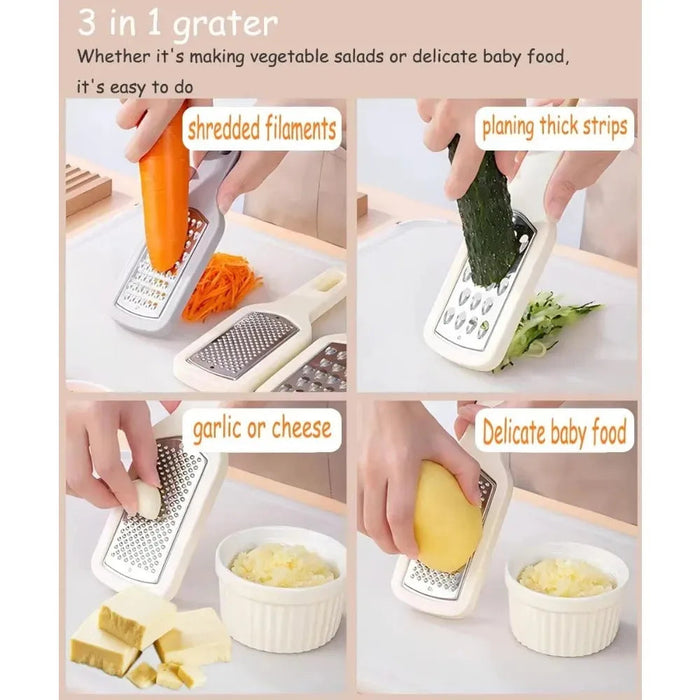 3 In 1 Cheese Grater Portable Handheld Stainless